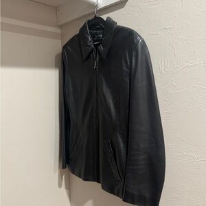 Vintage Lauren Ralph Lauren Women's Black Leather Jacket Size M